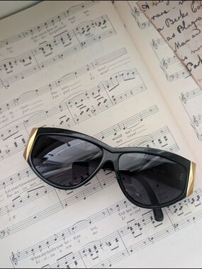 Vintage 90s Versace Black Sunglasses with Gold Accents